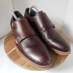 La Milano Patina Collection Men’s Brown Double Buckle Leather Shoes Size 9